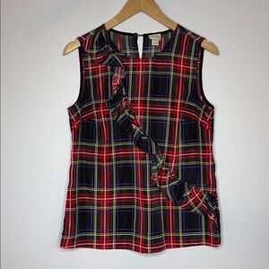 J Crew plaid ruffle tank top